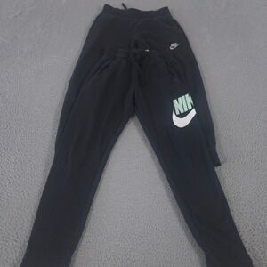 LOT OF 2 Nike Sweatpants Kids M Black Tapered Jogger Fleece Logo Graphic Pants